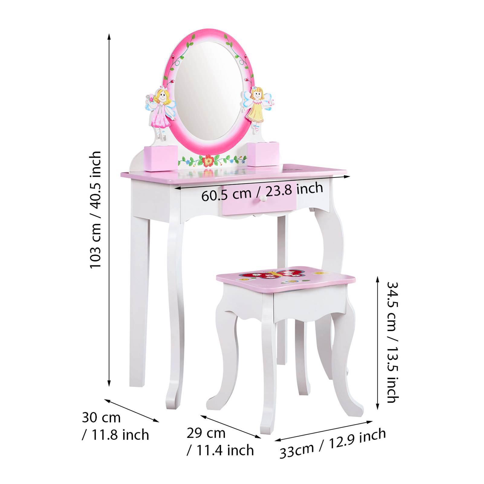 Kids Vanity Set Floral Printed - Beauty Makeup Girl ulasan dan harga