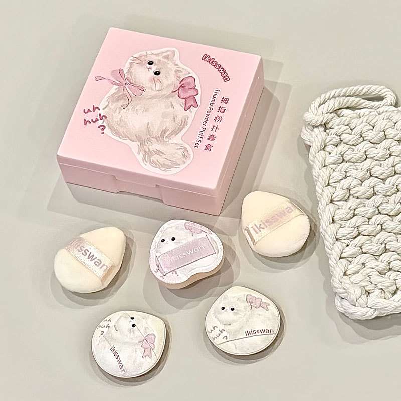 5Pcs Cute Mini Finger Puff Set - Beauty Makeup Tools Set ulasan dan harga